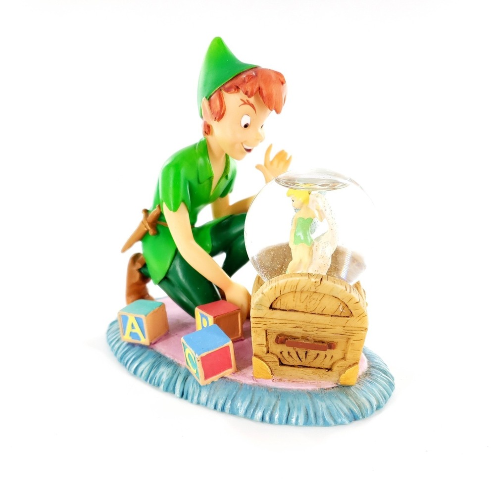 Disney Store Peter Pan & Tinker Bell In The Nursery Snow Globe Broken Feather
